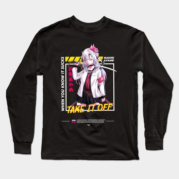 Hololive Japan Nakiri Ayame Long Sleeve T-Shirt by Waifuku Merch